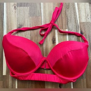 Size 34D Victoria’s Secret Cherry Red Strappy Halter Tie Swimsuit Top